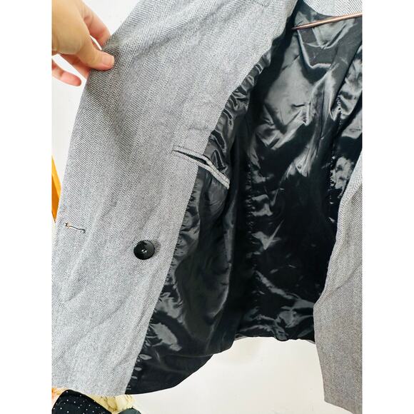 ANNIE BING Grey Wool Blend Boxy Cut Style Oversized Striped Becky Blazer size S - Picture 10 of 14